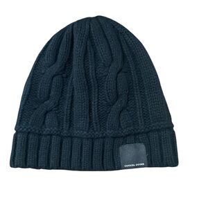 Canada Goose Wool Beanie Cable Toque Knit Black Hat Ski One Size